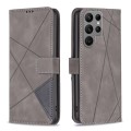 For Samsung Galaxy S24 Ultra 5G Magnetic Buckle Rhombus Texture Leather Phone Case(Grey)