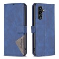 For Samsung Galaxy A35 Magnetic Buckle Rhombus Texture Leather Phone Case(Blue)
