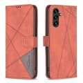 For Samsung Galaxy A55 Magnetic Buckle Rhombus Texture Leather Phone Case(Brown)