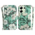 For Xiaomi Redmi Note 13 4G Global 3D Colored Horizontal Flip Leather Phone Case(Watercolor Flower)