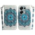 For Xiaomi Poco M6 Pro 4G 3D Colored Horizontal Flip Leather Phone Case(Peacock Wreath)