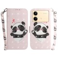 For Xiaomi Redmi Note 13R Pro 3D Colored Horizontal Flip Leather Phone Case(Heart Panda)