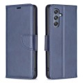 For Samsung Galaxy M34 5G Lambskin Texture Pure Color Flip Leather Phone Case(Blue)