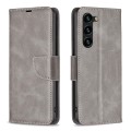 For Samsung Galaxy S24+ 5G Lambskin Texture Pure Color Flip Leather Phone Case(Grey)