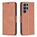 For Samsung Galaxy S24 Ultra 5G Lambskin Texture Pure Color Flip Leather Phone Case(Brown)