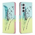 For Samsung Galaxy S24 5G Colored Drawing Pattern Leather Phone Case(Feather)