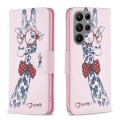For Samsung Galaxy S24 Ultra 5G Colored Drawing Pattern Leather Phone Case(Giraffe)