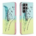 For Samsung Galaxy S24 Ultra 5G Colored Drawing Pattern Leather Phone Case(Feather)