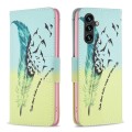 For Samsung Galaxy A35 Colored Drawing Pattern Leather Phone Case(Feather)