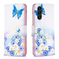 For Samsung Galaxy A35 Colored Drawing Pattern Leather Phone Case(Butterfly Love)