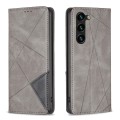 For Samsung Galaxy S24+ 5G Rhombus Texture Magnetic Leather Phone Case(Grey)