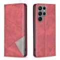 For Samsung Galaxy S24 Ultra 5G Rhombus Texture Magnetic Leather Phone Case(Red)