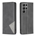 For Samsung Galaxy S24 Ultra 5G Rhombus Texture Magnetic Leather Phone Case(Black)