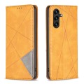 For Samsung Galaxy A35 Rhombus Texture Magnetic Leather Phone Case(Yellow)