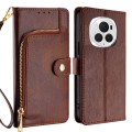 For Honor Magic6 Pro Zipper Bag Leather Phone Case(Brown)