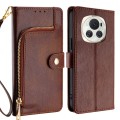 For Honor Magic6 Zipper Bag Leather Phone Case(Brown)