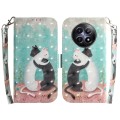 For Realme 12 5G 3D Colored Horizontal Flip Leather Phone Case(Black White Cat)
