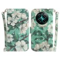 For Realme 12+ 3D Colored Horizontal Flip Leather Phone Case(Watercolor Flower)