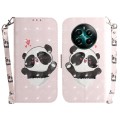 For Realme 12+ 3D Colored Horizontal Flip Leather Phone Case(Heart Panda)