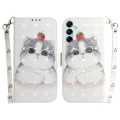 For Samsung Galaxy A15 3D Colored Horizontal Flip Leather Phone Case(Cute Cat)