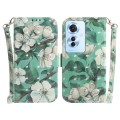 For OPPO F25 Pro 5G Global 3D Colored Horizontal Flip Leather Phone Case(Watercolor Flower)