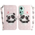 For OPPO Reno11 Global 3D Colored Horizontal Flip Leather Phone Case(Heart Panda)