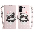 For Tecno Pova 5 Pro 3D Colored Horizontal Flip Leather Phone Case(Heart Panda)