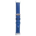 For Fitbit Charge 5 18mm Bamboo Joint Texture Genuine Leather Watch Band(Blue)