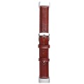 For Fitbit Charge 5 18mm Bamboo Joint Texture Genuine Leather Watch Band(Wine Red)