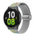 For Samsung Galaxy Watch 6 / 6 Classic Sports Rainbow Dots Magnetic Silver Buckle Silicone Watch Ban