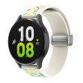 For Samsung Galaxy Watch 6 / 6 Classic Sports Rainbow Dots Magnetic Silver Buckle Silicone Watch Ban