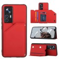 For Xiaomi Redmi K50 Ultra/12T/12T Pro Skin Feel PU + TPU + PC Card Slots Phone Case(Red)