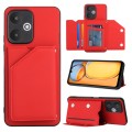 For Xiaomi Redmi 13C 5G / Redmi 13R Skin Feel PU + TPU + PC Card Slots Phone Case(Red)