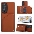 For Honor 90 Skin Feel PU + TPU + PC Card Slots Phone Case(Brown)