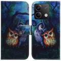 For Xiaomi Redmi Note 13 5G Coloured Drawing Flip Leather Phone Case(Oil Painting Owl)