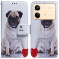 For Xiaomi Redmi Note 13R Pro Coloured Drawing Flip Leather Phone Case(Pug)