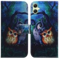 For Samsung Galaxy A05 Coloured Drawing Flip Leather Phone Case(Oil Painting Owl)