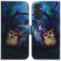 For Samsung Galaxy M55 Coloured Drawing Flip Leather Phone Case(Oil Painting Owl)