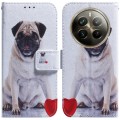 For Realme 12 Pro+ Global Coloured Drawing Flip Leather Phone Case(Pug)