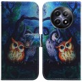 For Realme 12 5G Coloured Drawing Flip Leather Phone Case(Oil Painting Owl)