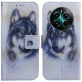 For Realme 12+ Coloured Drawing Flip Leather Phone Case(White Wolf)