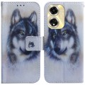 For OPPO A59 5G / A2M Coloured Drawing Flip Leather Phone Case(White Wolf)