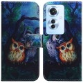 For OPPO Reno11 F Global Coloured Drawing Flip Leather Phone Case(Oil Painting Owl)