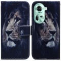 For OPPO Reno11 Global Coloured Drawing Flip Leather Phone Case(Lion)