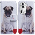 For OPPO Reno11 Pro Global Coloured Drawing Flip Leather Phone Case(Pug)