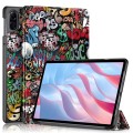 For Honor Pad X9 / X8 Pro 11.5 Coloured Drawing 3-Fold Holder Leather Tablet Case(Graffiti)