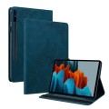 For Samsung Galaxy Tab S9 Butterfly Flower Embossed Leather Tablet Case(Blue)