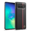 For Samsung Galaxy S10 LC.IMEEKE 3 in 1 Carbon Fiber Texture Shockproof Phone Case(Black)