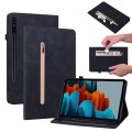 For Samsung Galaxy Tab S9+ Skin Feel Solid Color Zipper Leather Tablet Case(Black)