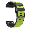 For Garmin Fenix 7 Pro 22mm Screw Buckle Diamond Texture Two Color Silicone Watch Band(Lime Green+Bl